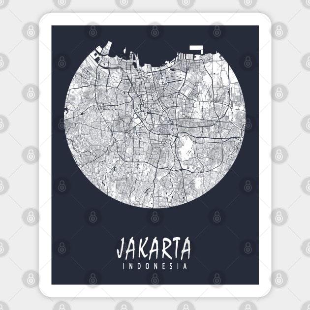 Jakarta, Indonesia City Map - Full Moon Magnet by deMAP Studio